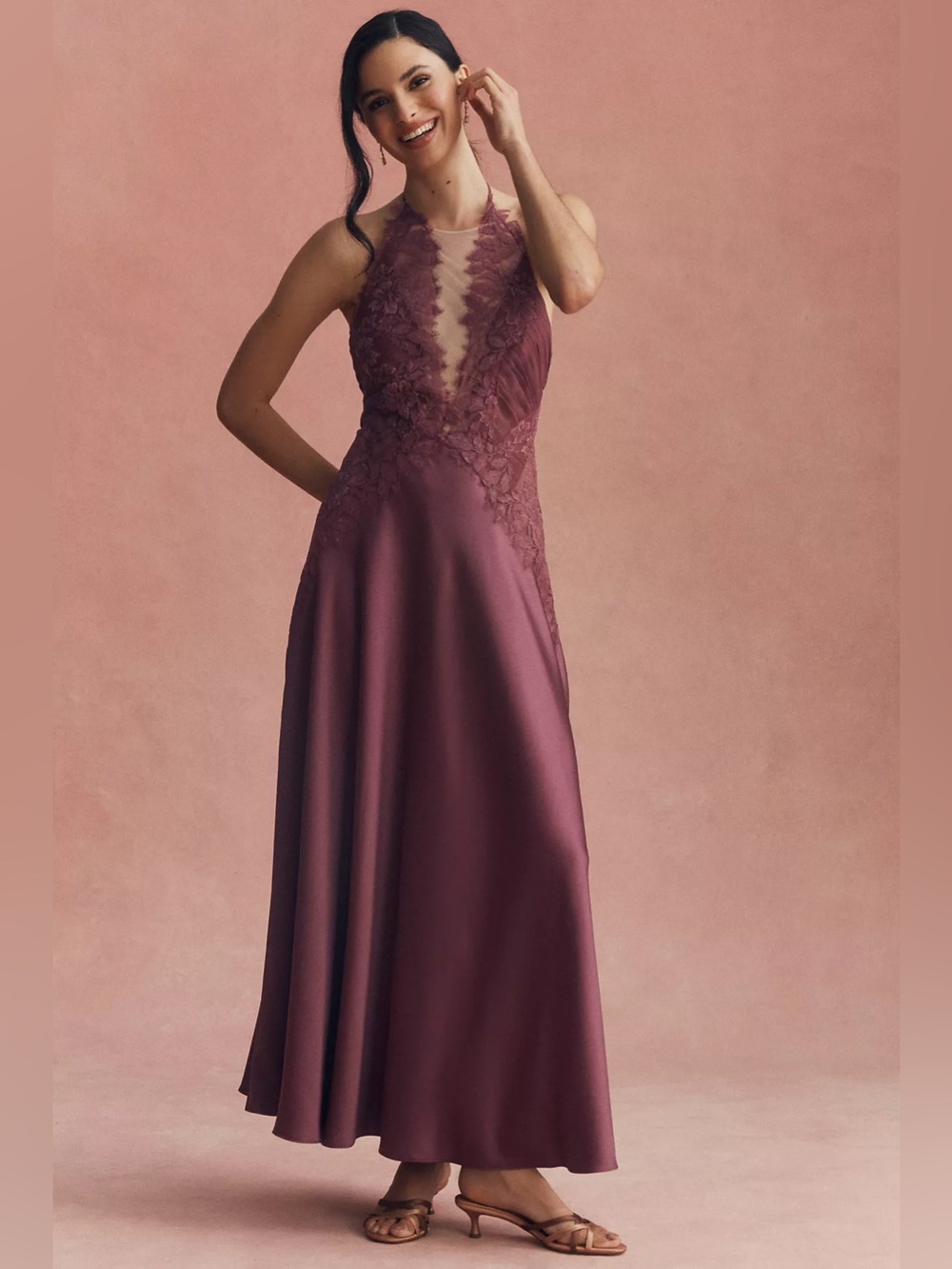 BHLDN Ella Lace Applique Maxi Dress, NWT, Size 0